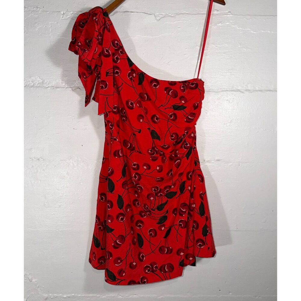 Maeve by Anthropologie Cherry Print One Shoulder Mini Dress Summer 12